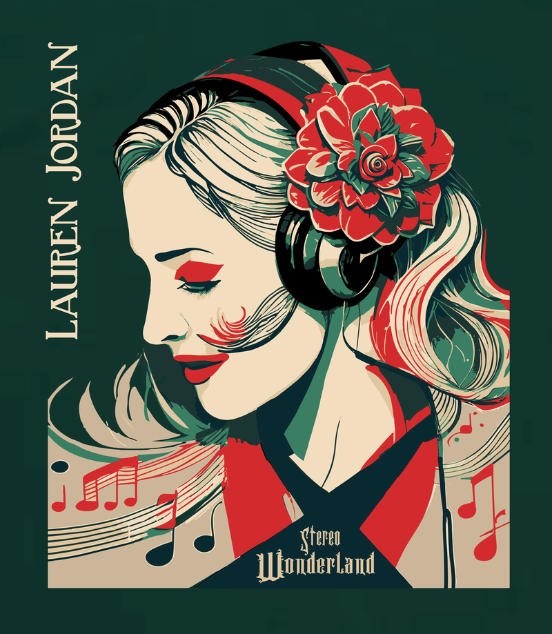 Lauren Jordan - Glam Rock - Vintage - Stereo Wonderland - Man's Vintage Tee - Forest - Mock-up 2