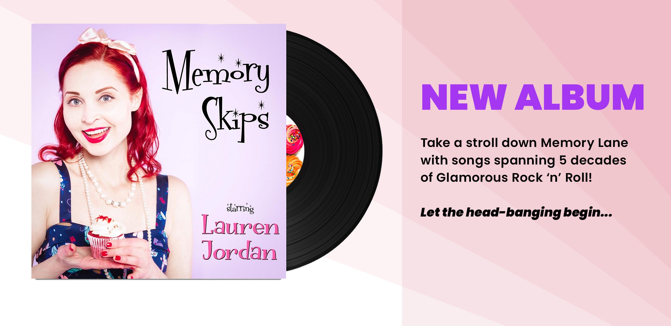 Lauren Jordan - Glam Rock - Vintage - Official Merchandise Shop - Album Header - Memory Skips