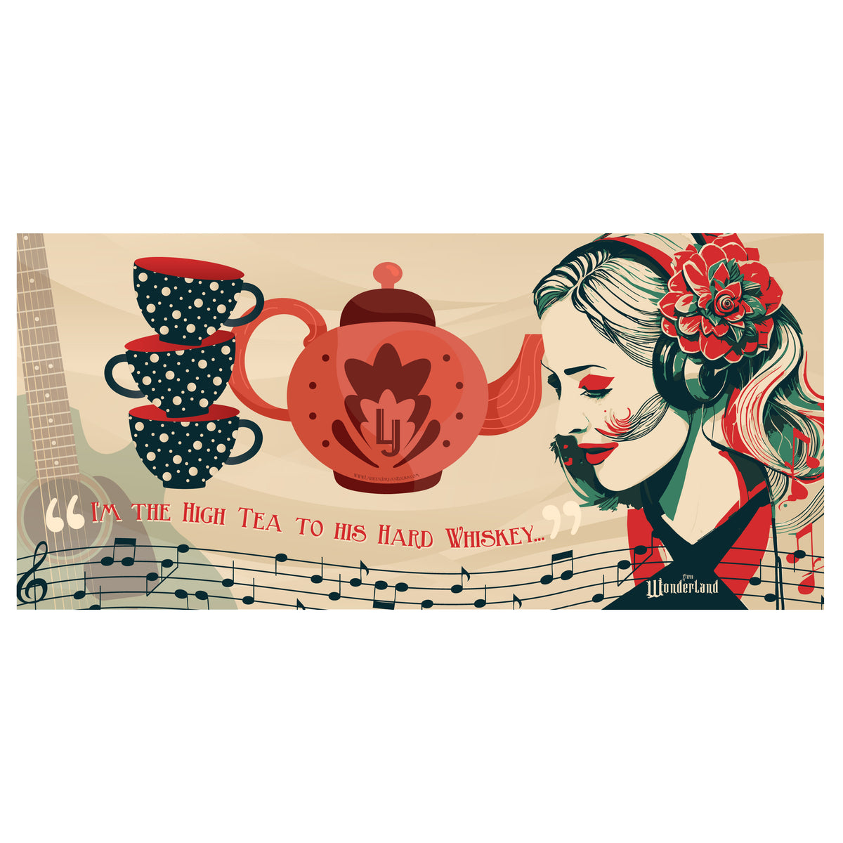 Lauren Jordan - Glam Rock - Vintage - Stereo Wonderland - High Tea Mug - Mock-up 1