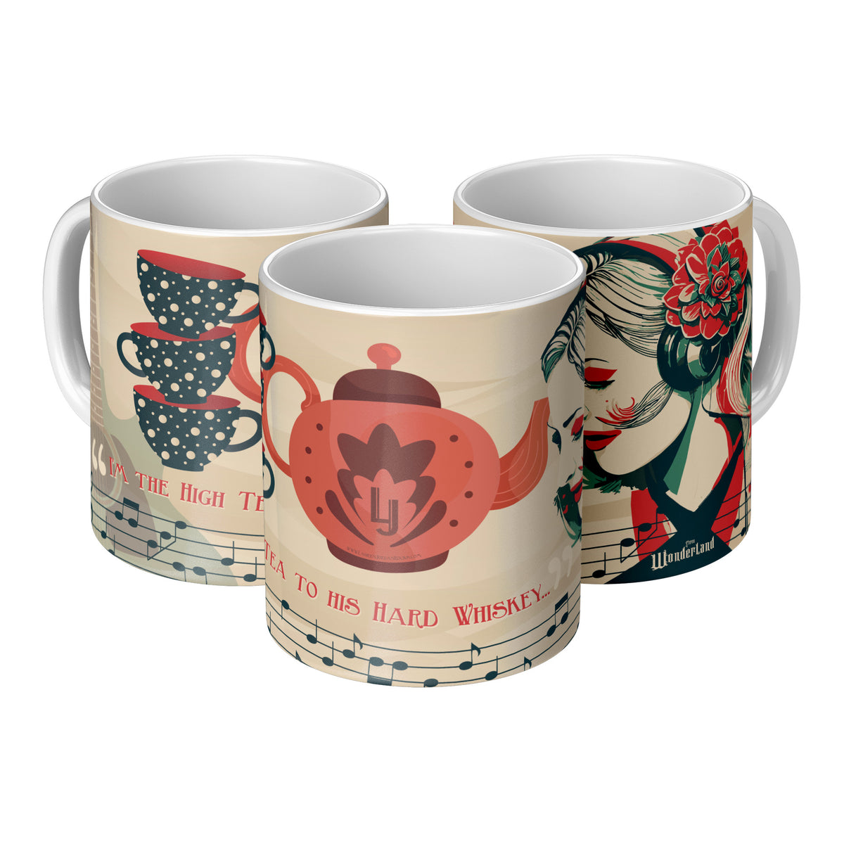 Lauren Jordan - Glam Rock - Vintage - Stereo Wonderland - High Tea Mug - Mock-up 2