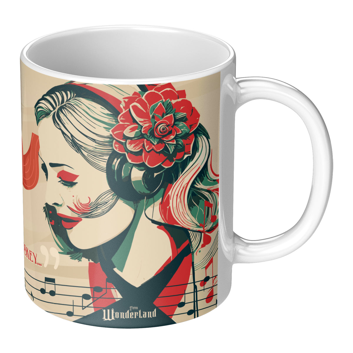 Lauren Jordan - Glam Rock - Vintage - Stereo Wonderland - High Tea Mug - Mock-up 3