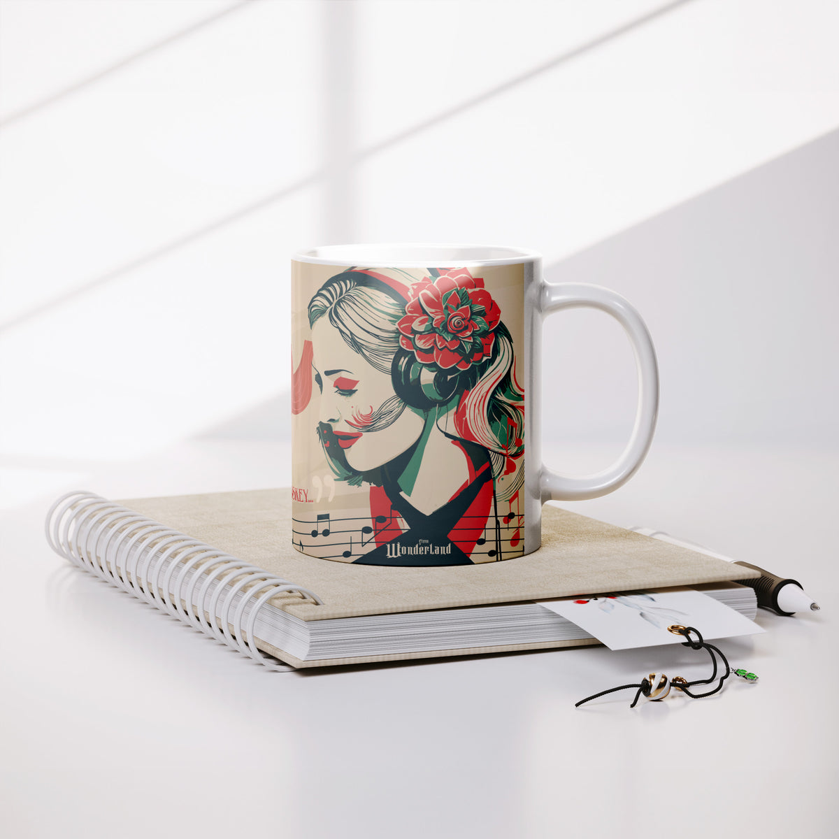 Lauren Jordan - Glam Rock - Vintage - Stereo Wonderland - High Tea Mug - Mock-up 9