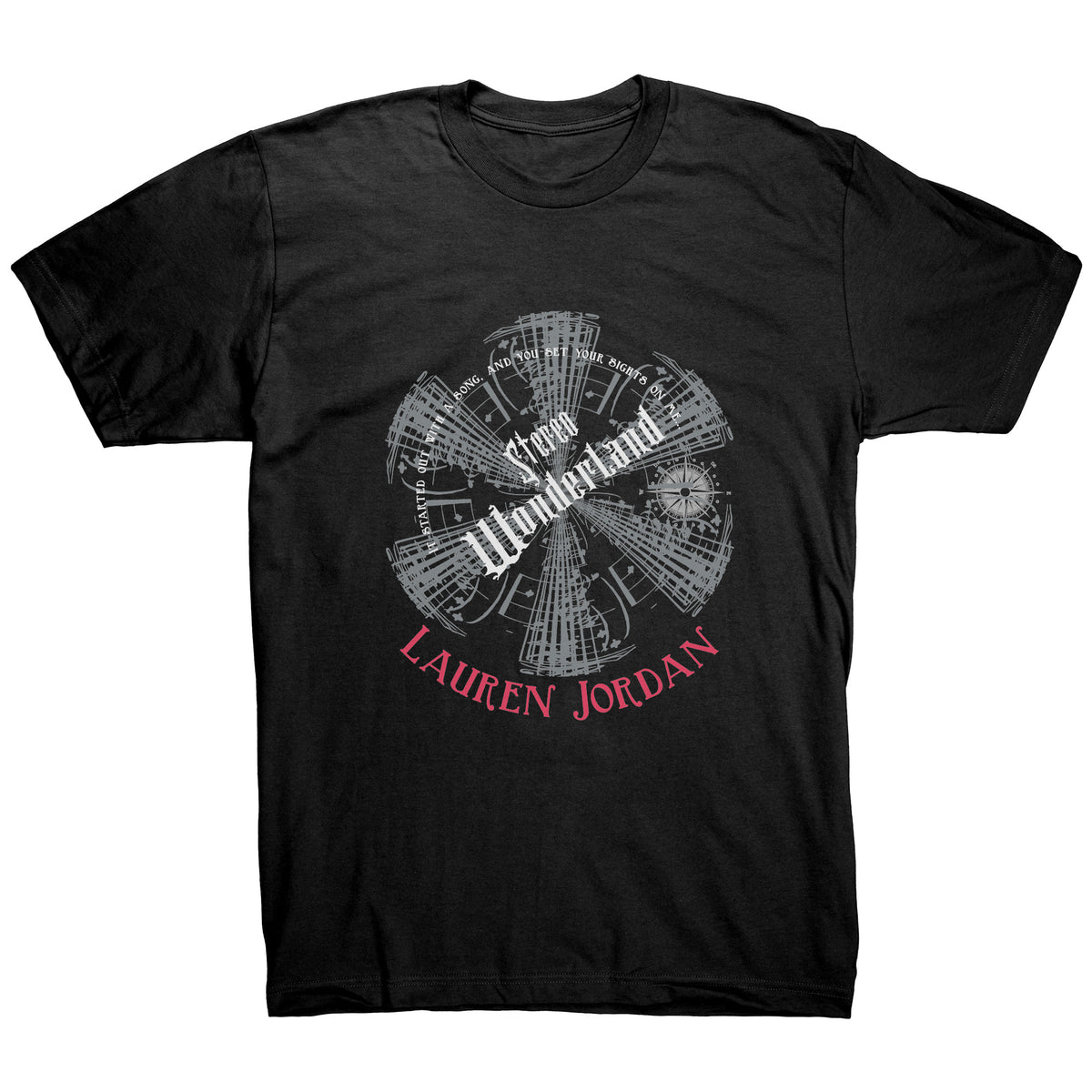 Lauren Jordan - Glam Rock - Vintage - Stereo Wonderland - Man's Lyric Tee - Mock-Up - Black