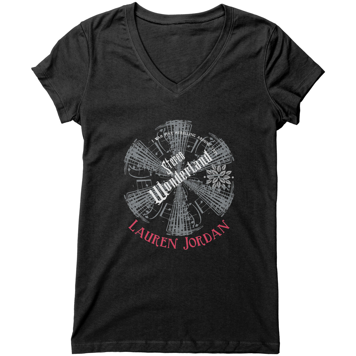 Lauren Jordan - Glam Rock - Vintage - Stereo Wonderland - Woman's Lyric Tee - Mock-Up - Black