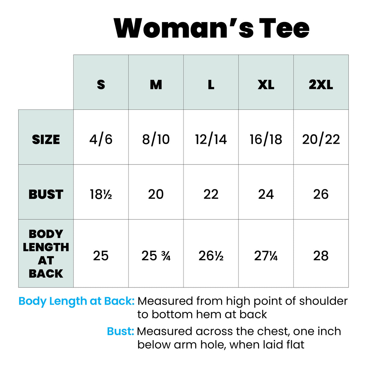 Lauren Jordan - Glam Rock - Vintage - Woman's Tee - Size Chart