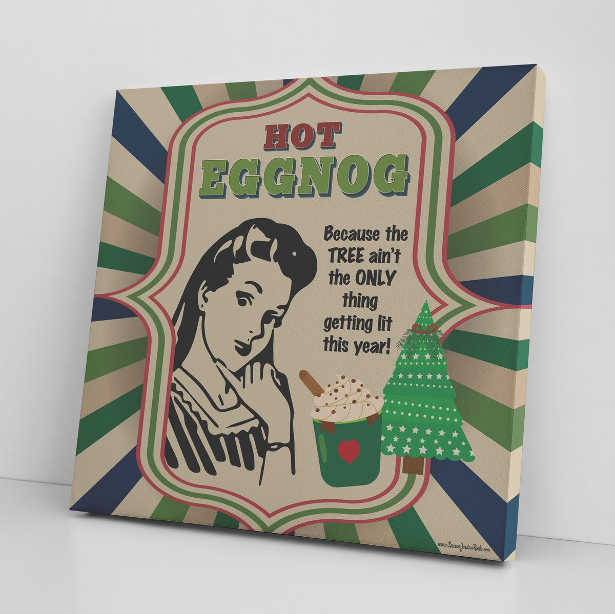 Lauren Jordan - Glam Rock - Vintage - Tea & Tele Tuesdays - HOT Eggnog - Canvas Art - Woman - Mock-up 2
