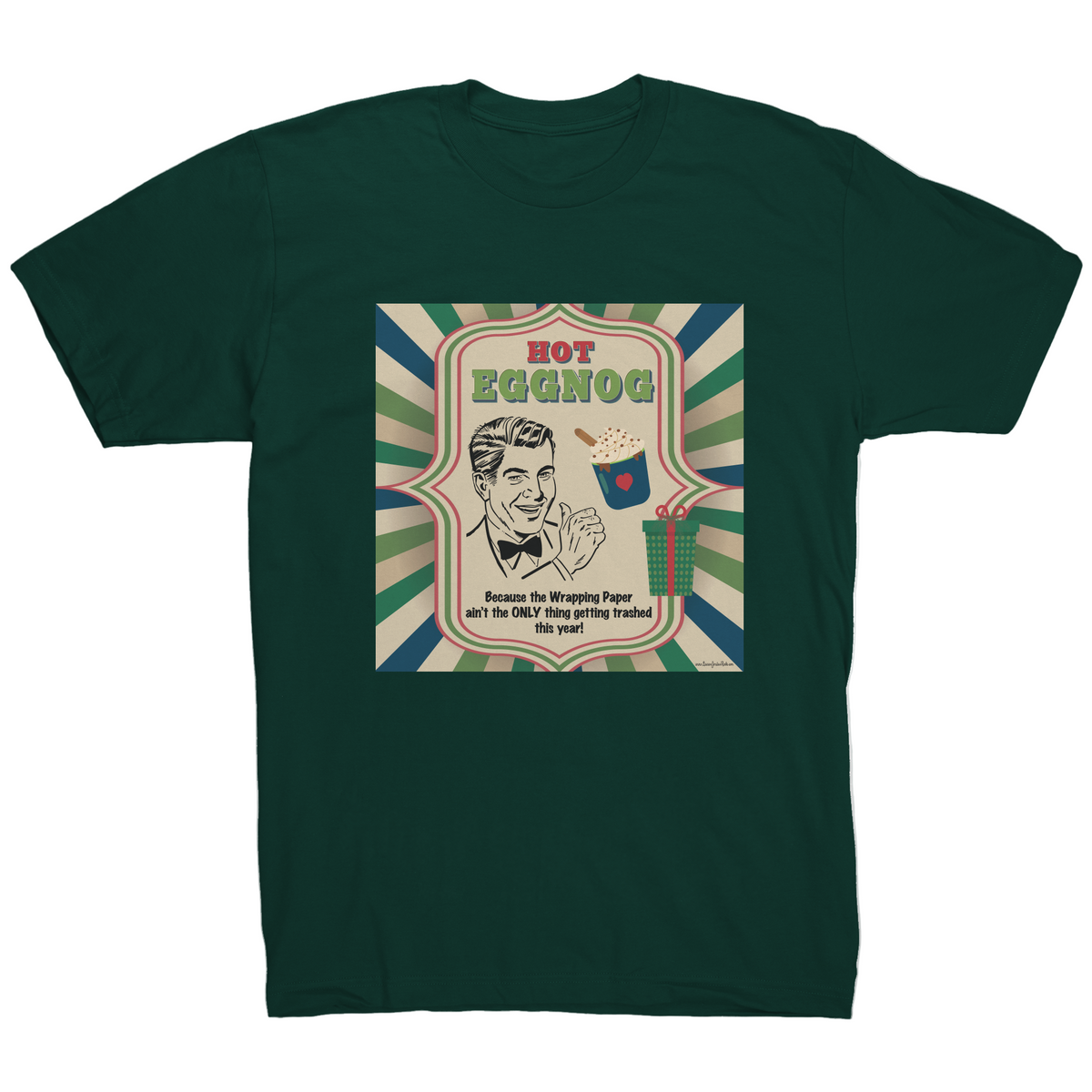 Lauren Jordan - Glam Rock - Vintage - Tea & Tele Tuesdays - Hot Eggnog - Man's Tee - Forest - Mock-up