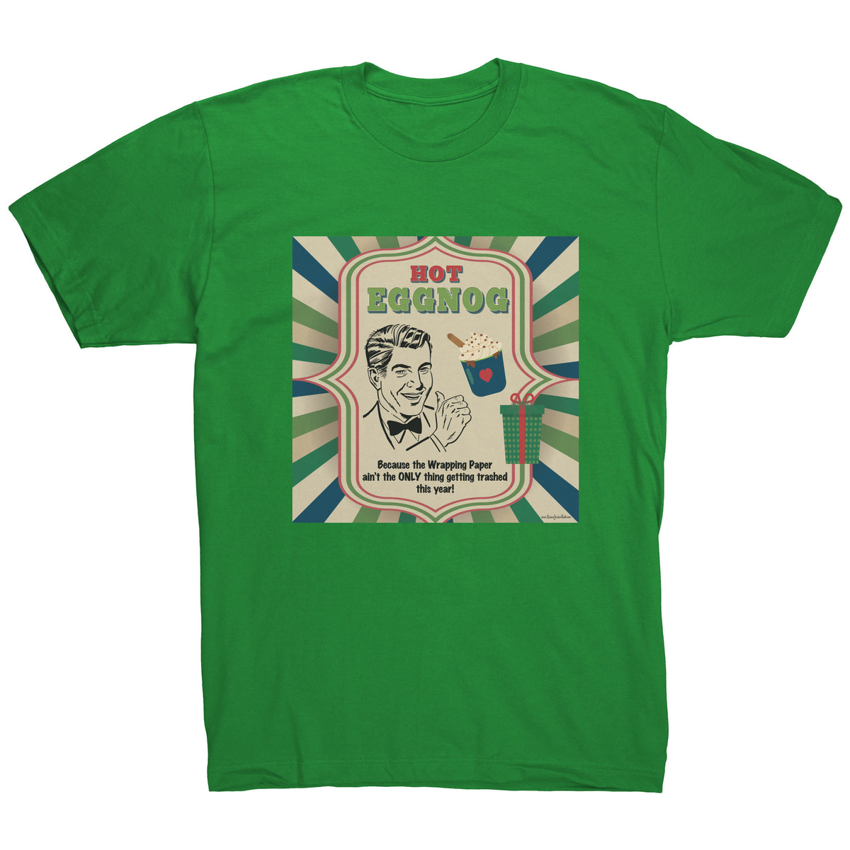Lauren Jordan - Glam Rock - Vintage - Tea & Tele Tuesdays - Hot Eggnog - Man's Tee - Green - Mock-up