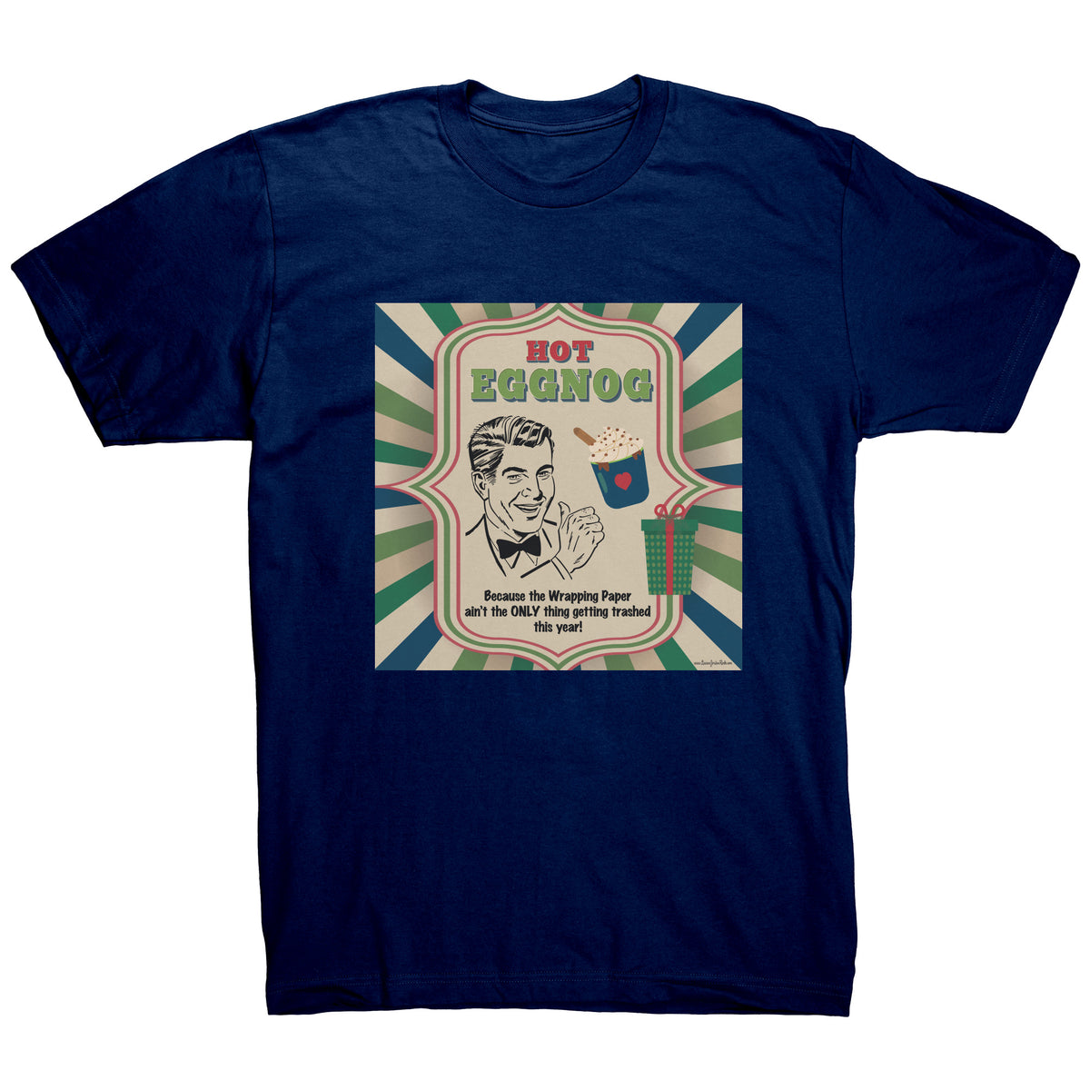 Lauren Jordan - Glam Rock - Vintage - Tea & Tele Tuesdays - Hot Eggnog - Man's Tee - Navy - Mock-up