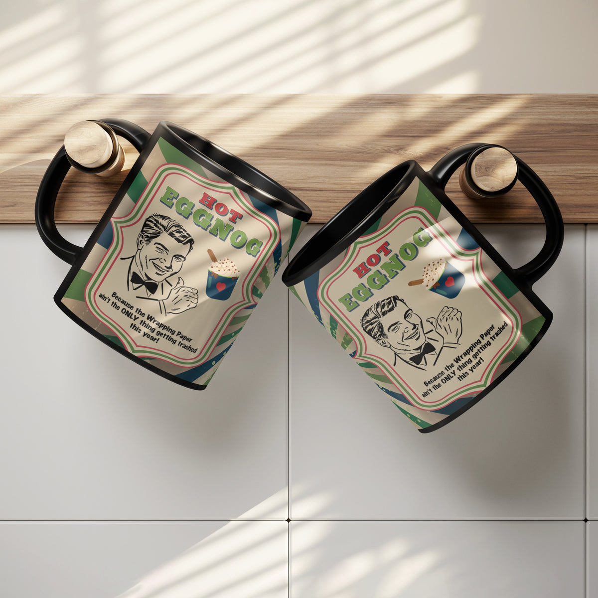 Lauren Jordan - Glam Rock - Vintage - Tea & Tele Tuesdays - Hot Eggnog - Mug - Man - Mock-up 3