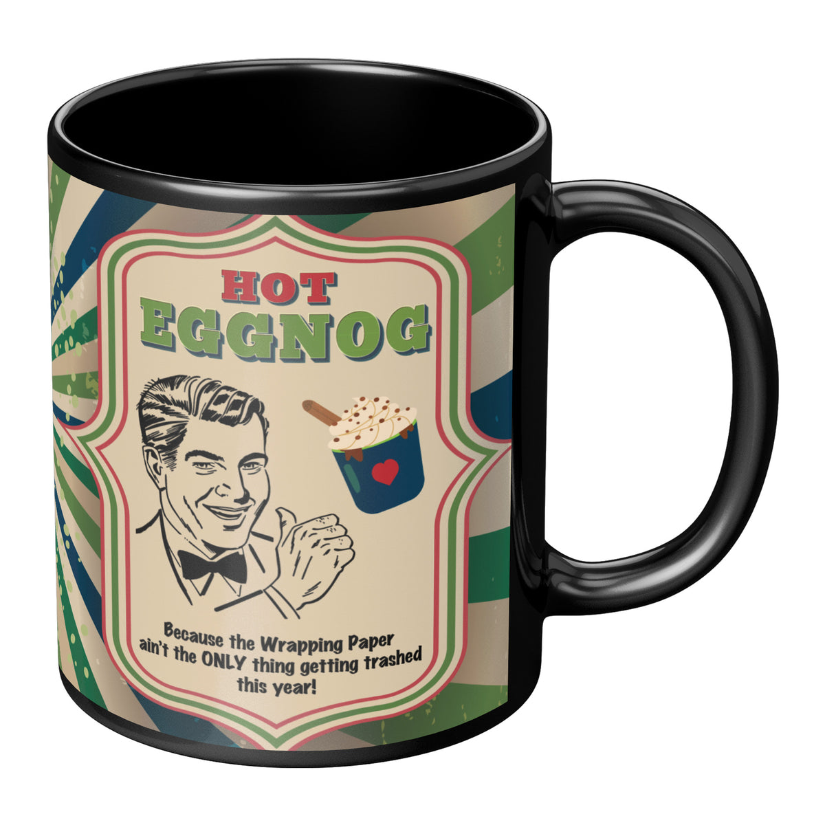 Lauren Jordan - Glam Rock - Vintage - Tea & Tele Tuesdays - Hot Eggnog - Mug - Man - Mock-up 8
