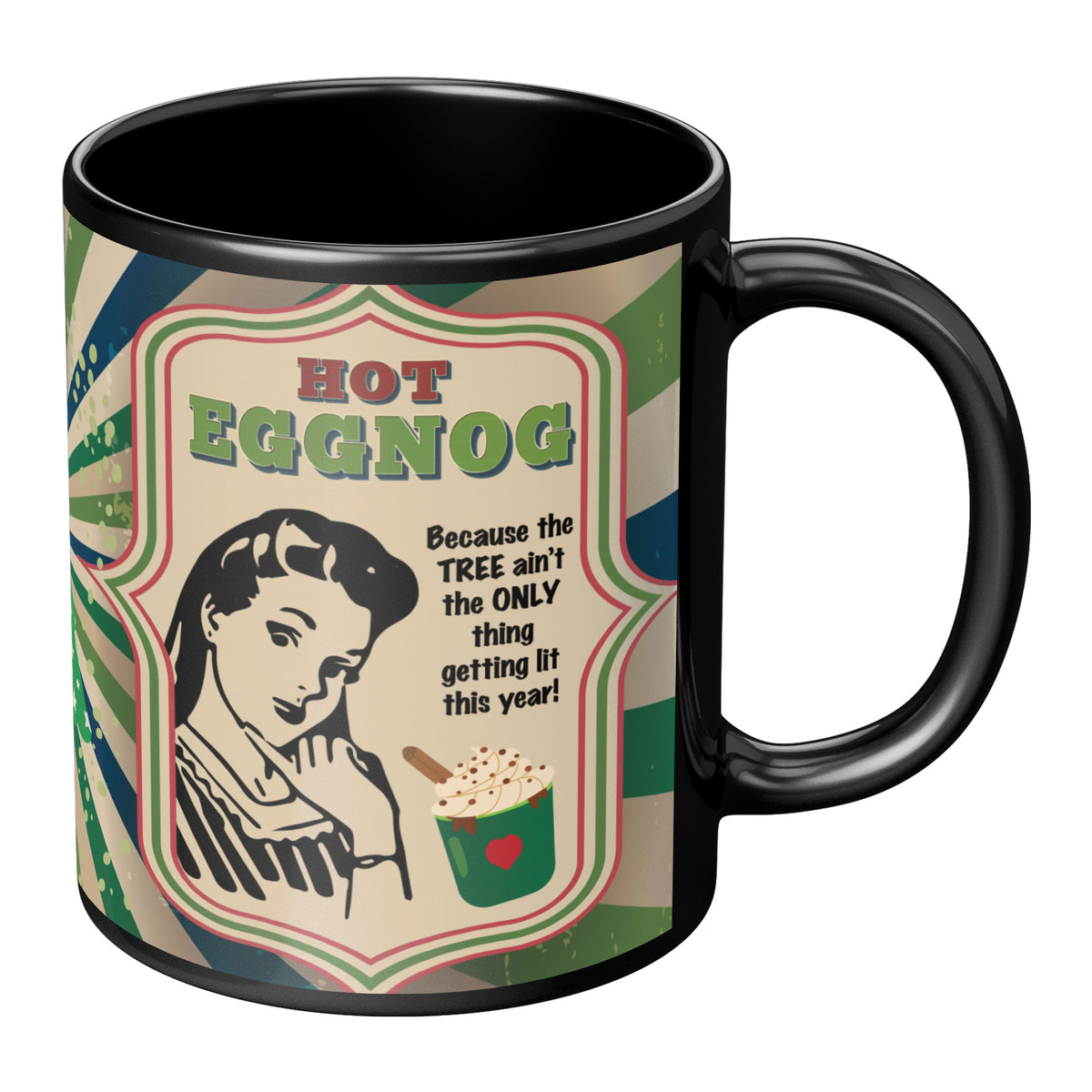 Lauren Jordan - Glam Rock - Vintage - Tea & Tele Tuesdays - Hot Eggnog - Mug - Woman - Mock-up 2