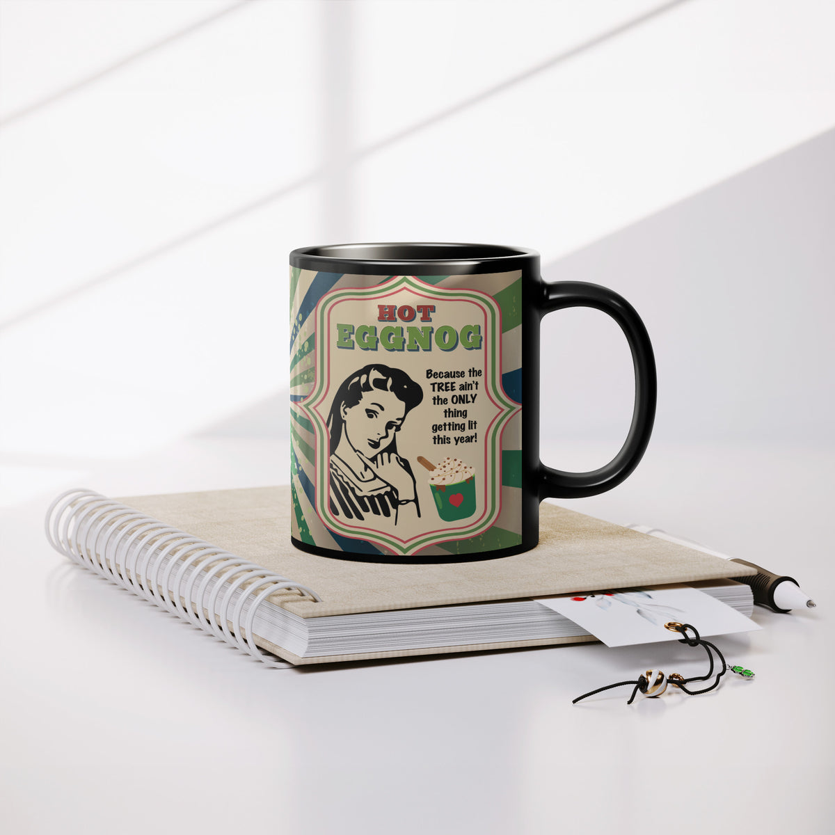 Lauren Jordan - Glam Rock - Vintage - Tea & Tele Tuesdays - Hot Eggnog - Mug - Woman - Mock-up 6