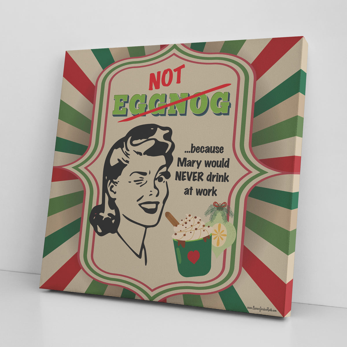 Lauren Jordan - Glam Rock - Vintage - Tea & Tele Tuesdays - Not Eggnog - Canvas Art - Woman - Mock-up 5