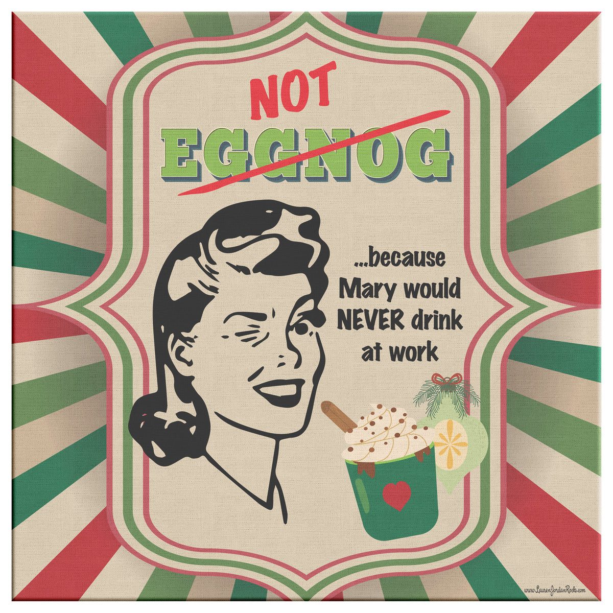 Lauren Jordan - Glam Rock - Vintage - Tea & Tele Tuesdays - Not Eggnog - Canvas Art - Woman - Mock-up 6