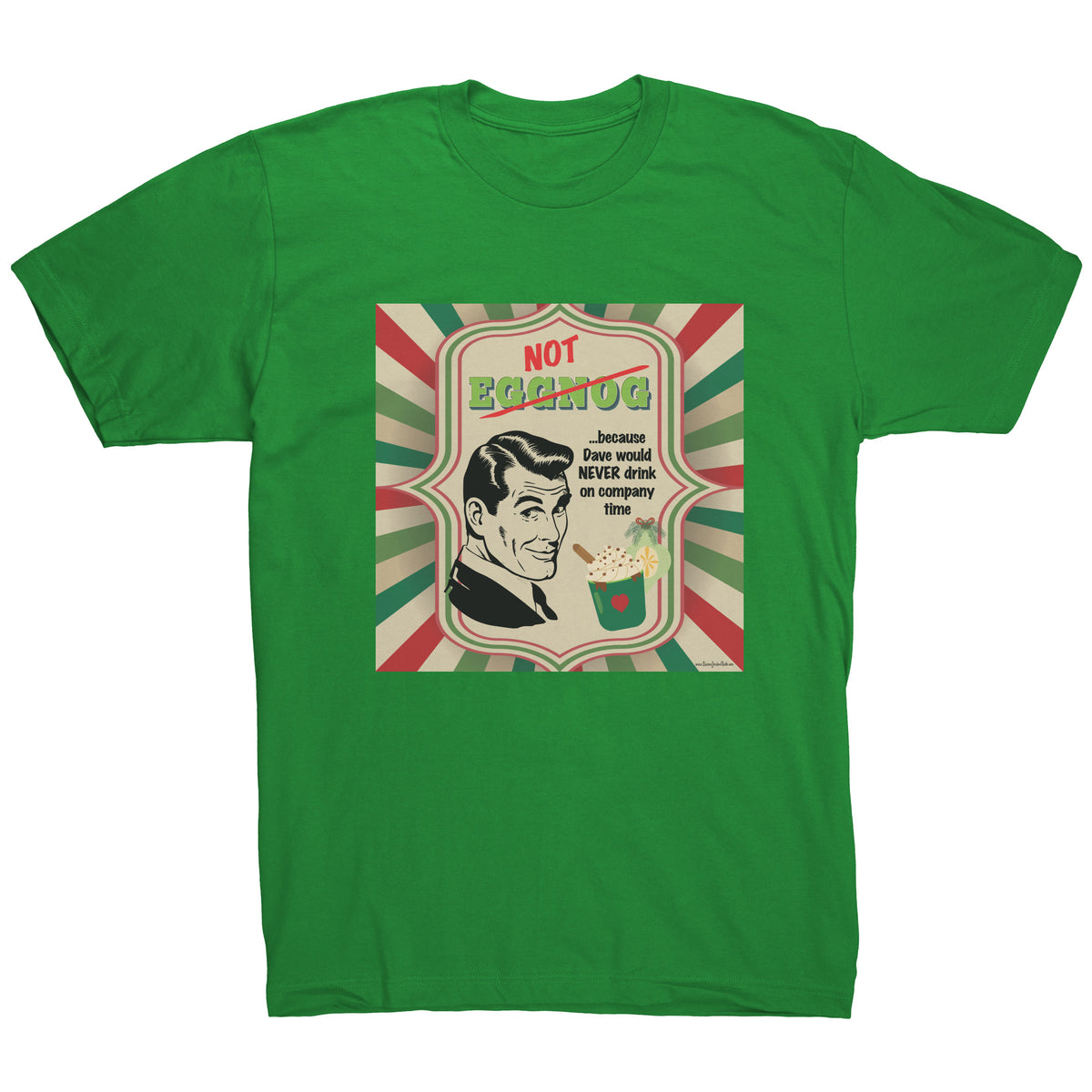 Lauren Jordan - Glam Rock - Vintage - Tea & Tele Tuesdays - Not Eggnog - Man's Tee - Green - Mock-up