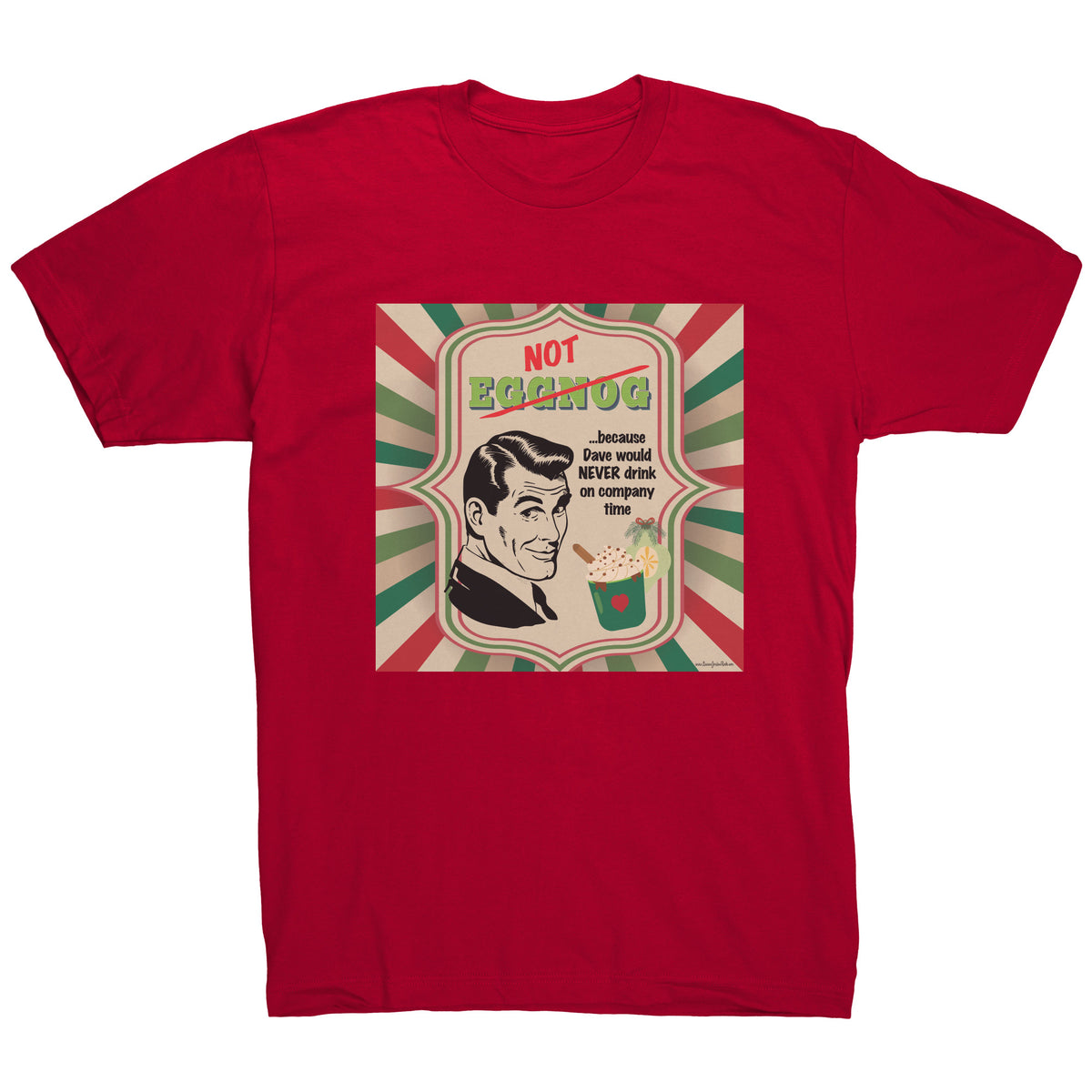 Lauren Jordan - Glam Rock - Vintage - Tea & Tele Tuesdays - Hot Eggnog - Man's Tee - Red - Mock-up