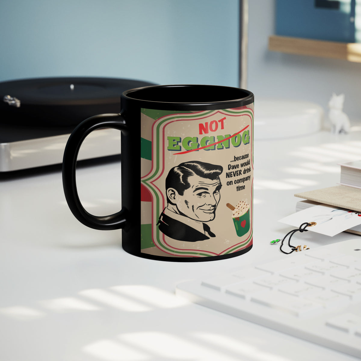 Lauren Jordan - Glam Rock - Vintage - Tea & Tele Tuesdays - Not Eggnog - Mug - Man - Mock-up 2