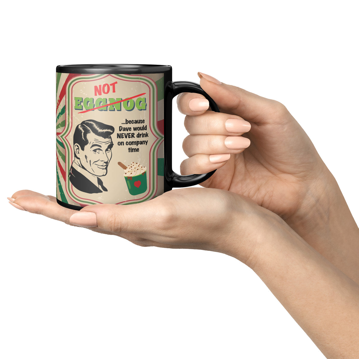 Lauren Jordan - Glam Rock - Vintage - Tea & Tele Tuesdays - Not Eggnog - Mug - Man - Mock-up 4