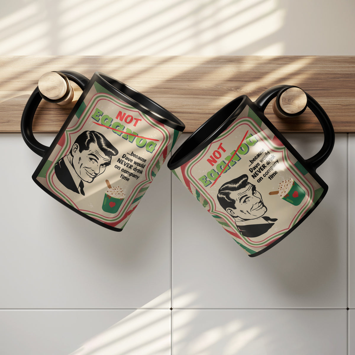 Lauren Jordan - Glam Rock - Vintage - Tea & Tele Tuesdays - Not Eggnog - Mug - Man - Mock-up 6