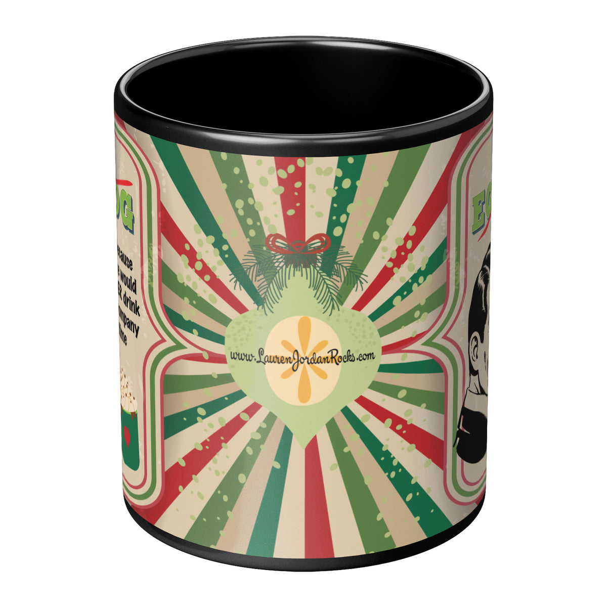 Lauren Jordan - Glam Rock - Vintage - Tea & Tele Tuesdays - Not Eggnog - Mug - Man - Mock-up 8