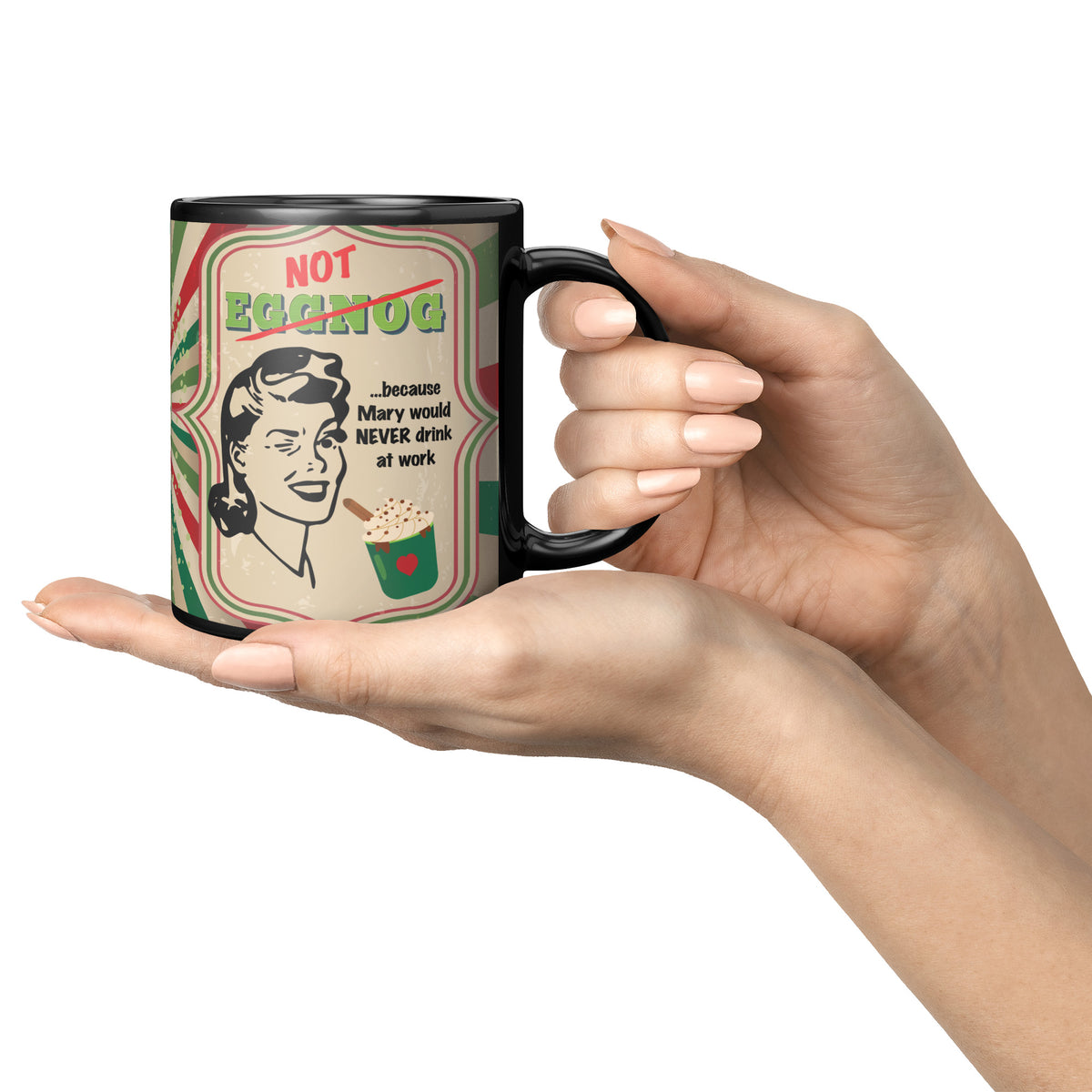 Lauren Jordan - Glam Rock - Vintage - Tea & Tele Tuesdays - Not Eggnog - Mug - Woman -Mock-up 5