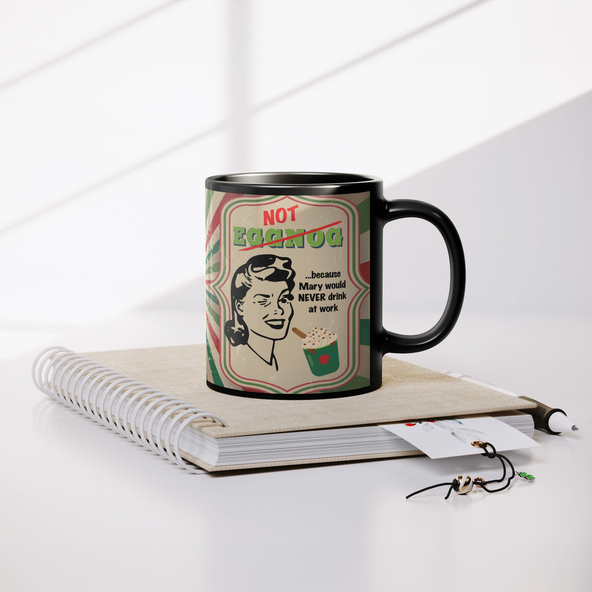 Lauren Jordan - Glam Rock - Vintage - Tea & Tele Tuesdays - Not Eggnog - Mug - Woman - Mock-up 6