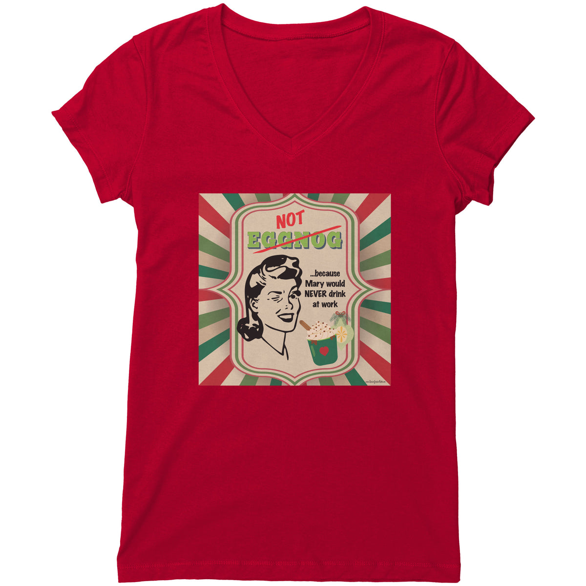 Lauren Jordan - Glam Rock - Vintage - Tea & Tele Tuesdays - Not Eggnog - Woman's Tee - Red - Mock-up