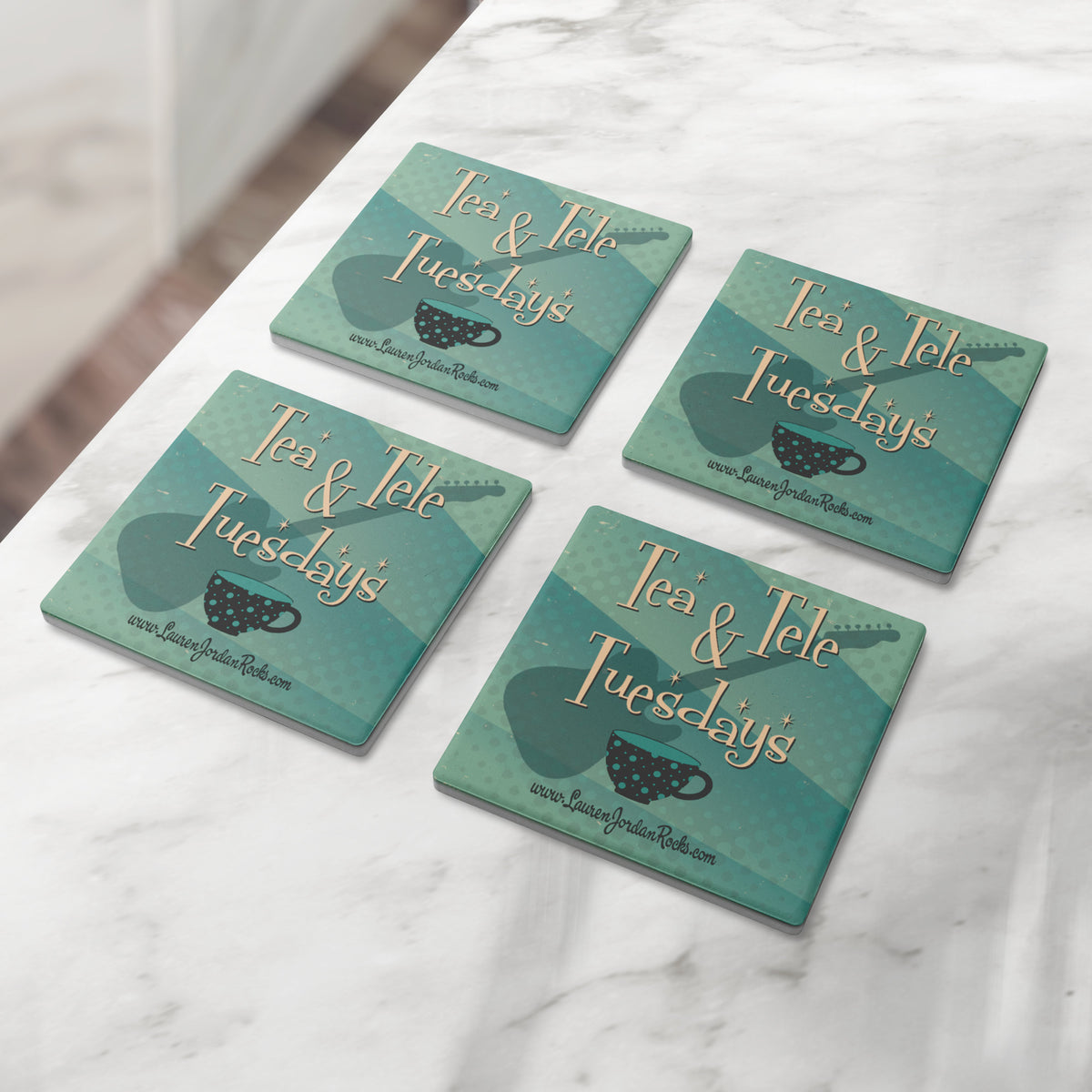 Lauren Jordan - Glam Rock - Vintage - Tea & Tele Tuesdays - Stone Coasters - Mock-Up 3