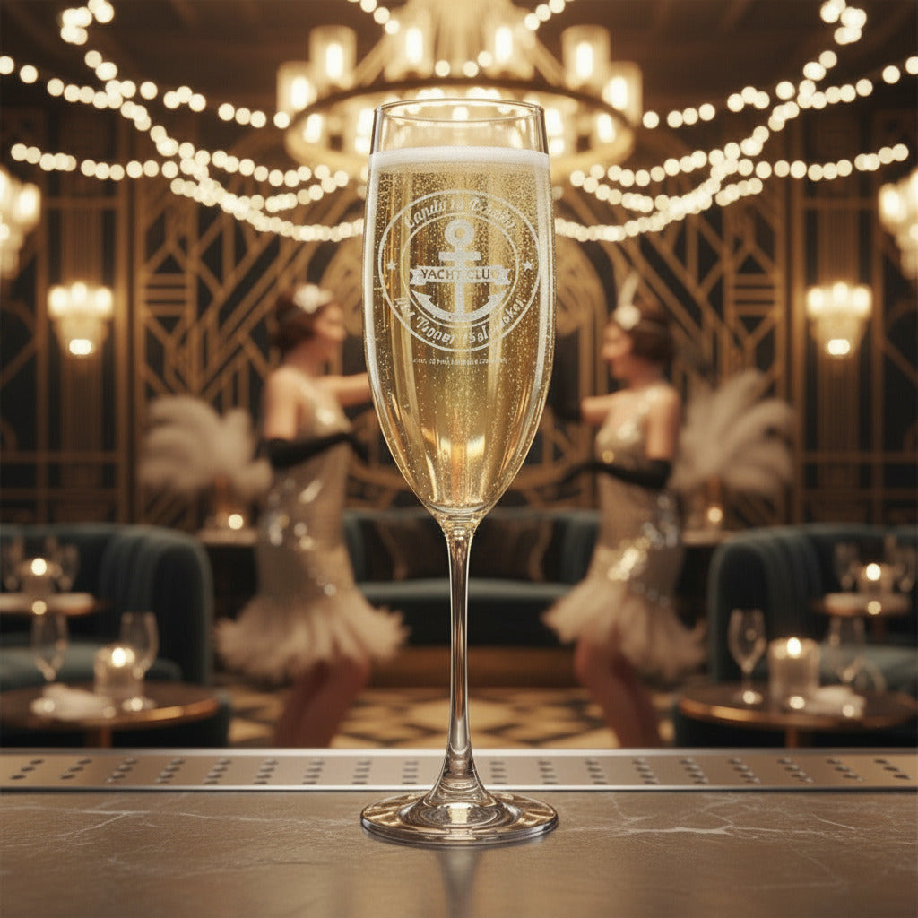 Lauren Jordan - Glam Rock - Vintage - The Boardwalk - Engraved Champagne Glass - Mock-up 2