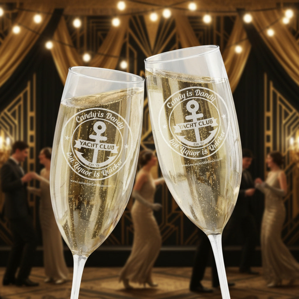 Lauren Jordan - Glam Rock - Vintage - The Boardwalk - Engraved Champagne Glass - Mock-up 3